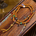 Aged Star & Moon Bodhi Seed 108-Bead Mala – Natural Cracked Jade-Like Beads with Agate Dzi Accents