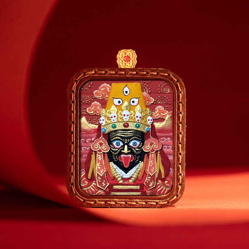 Sacred Tsatsa Thangka Pendant Necklace – Hand-Painted Buddhist Deities for Wisdom, Healing & Wealth