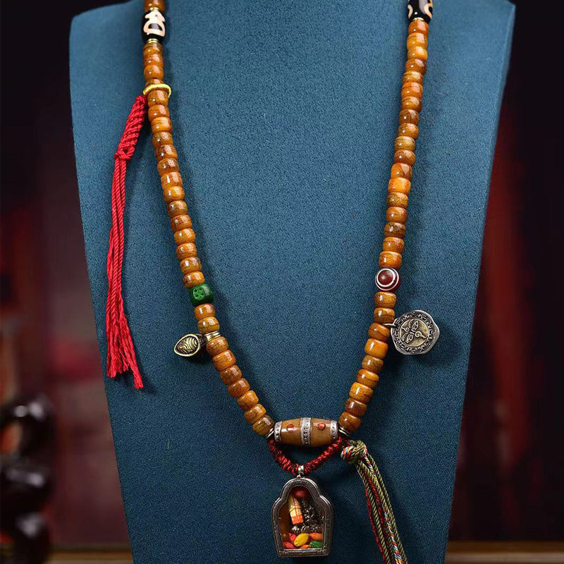 108-Bead Tibetan Camel Bone Mala – Handcrafted Vintage Meditation Bracelet