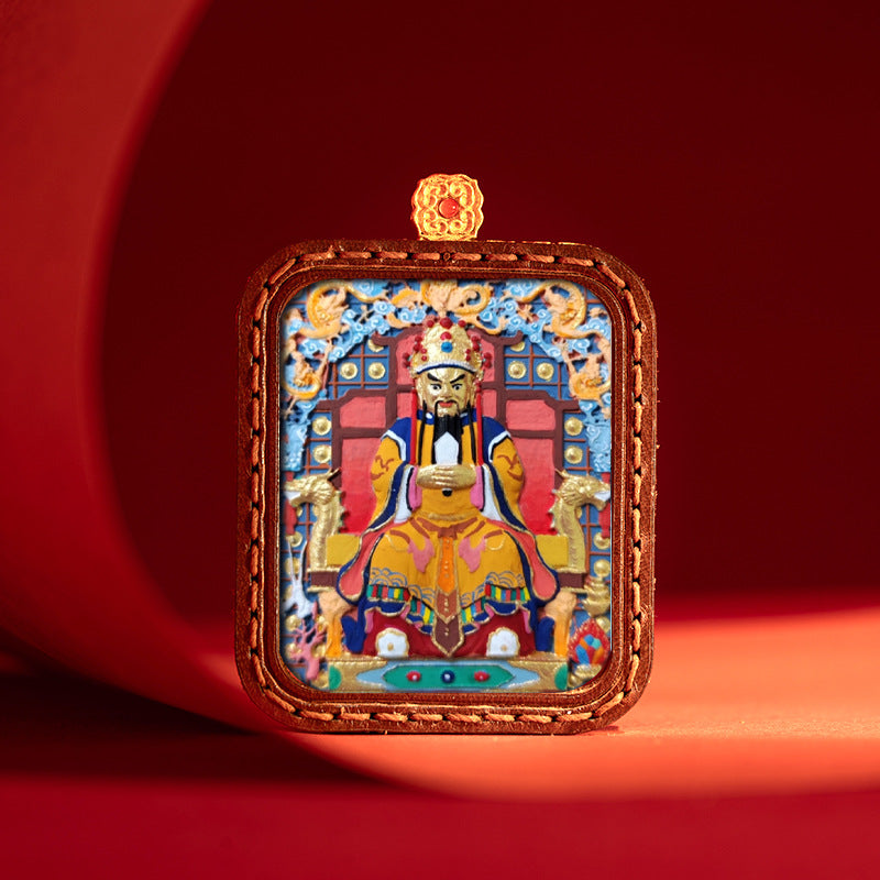 Sacred Tsatsa Thangka Pendant Necklace – Hand-Painted Buddhist Deities for Wisdom, Healing & Wealth