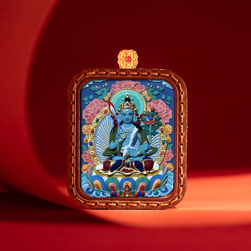 Sacred Tsatsa Thangka Pendant Necklace – Hand-Painted Buddhist Deities for Wisdom, Healing & Wealth