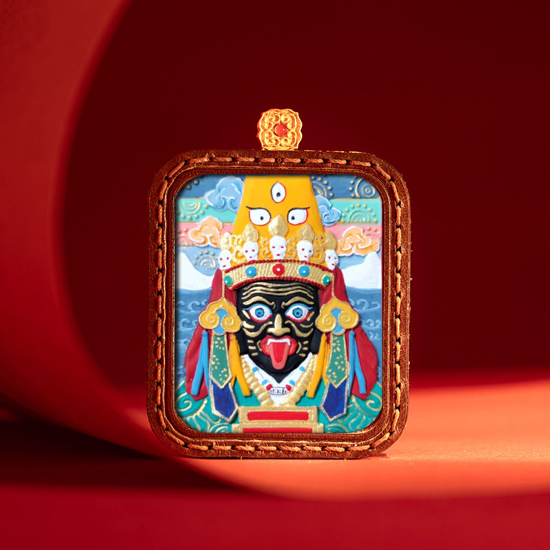 Sacred Tsatsa Thangka Pendant Necklace – Hand-Painted Buddhist Deities for Wisdom, Healing & Wealth
