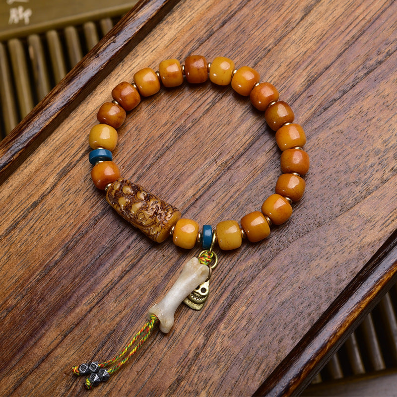 Yak Bone Tibetan Bracelet – Handcrafted Vintage Buddhist Beads
