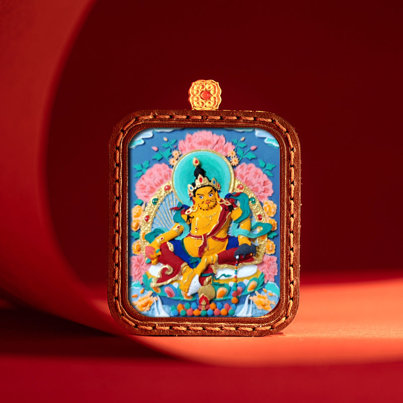 Sacred Tsatsa Thangka Pendant Necklace – Hand-Painted Buddhist Deities for Wisdom, Healing & Wealth